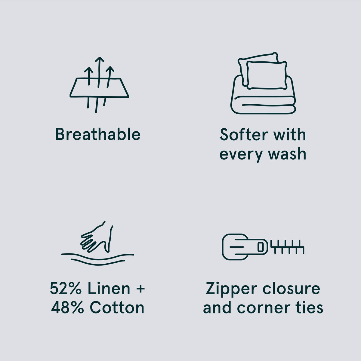The Tuft and Needle Linen-Cotton Blend Duvet Set, benefit details  || color: Cloud
