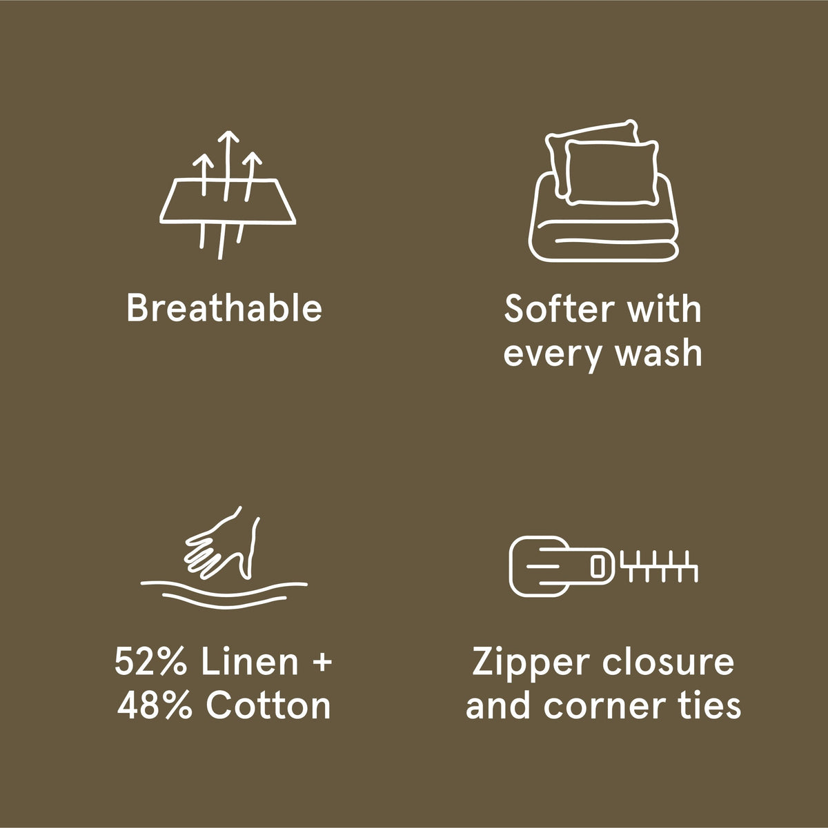 The Tuft and Needle Linen-Cotton Blend Duvet Set, benefit details  || color: Martini Olive
