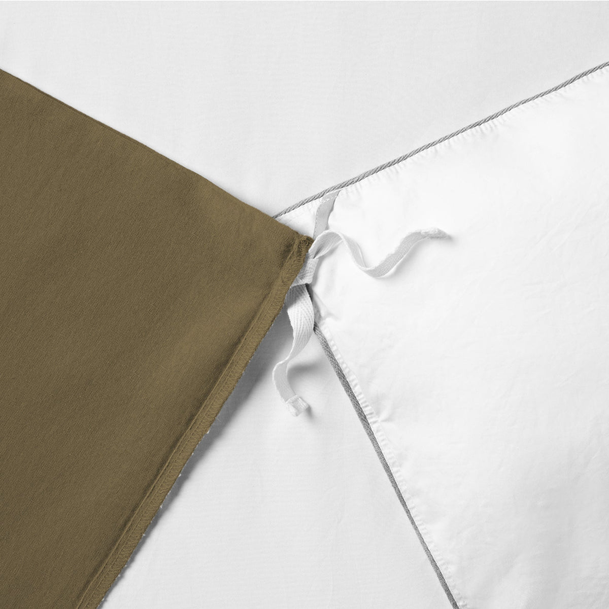 The Tuft and Needle Linen-Cotton Blend Duvet Set, duvet tie || color: Martini Olive
