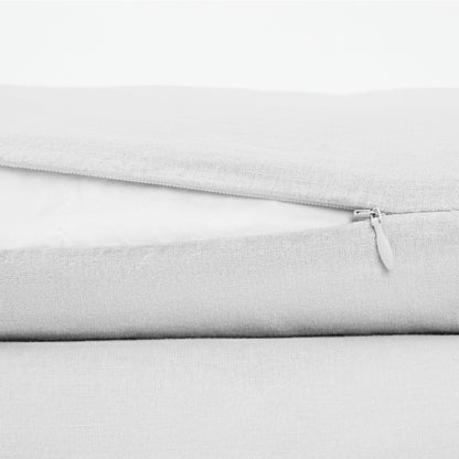 The Tuft and Needle Linen-Cotton Blend Duvet Set, zipper closure on the side of the pillow || color: Cloud
