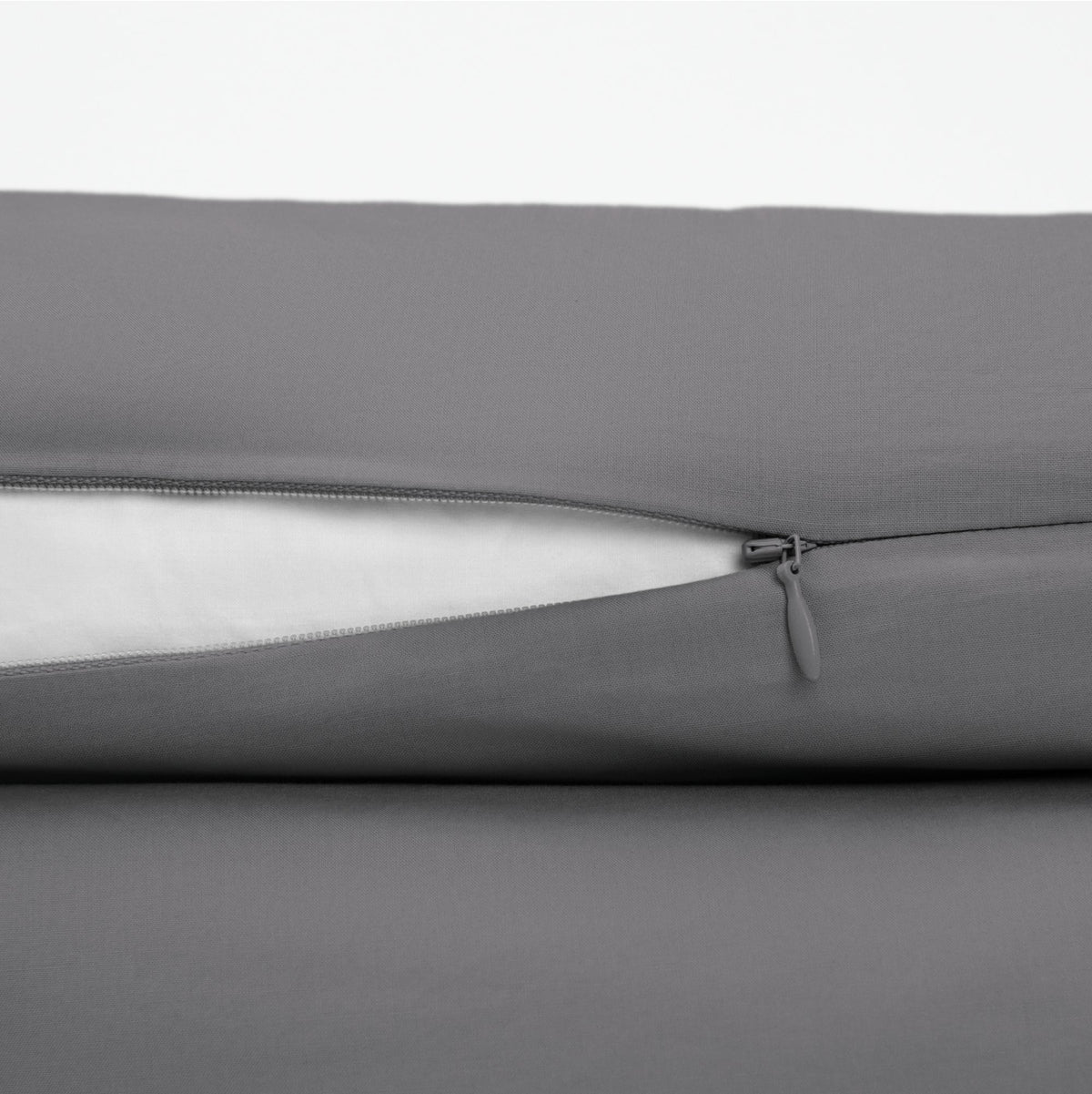The Tuft and Needle Classic Percale Duvet Set, zipper closure on the side of the pillow || color: Gray Quill
