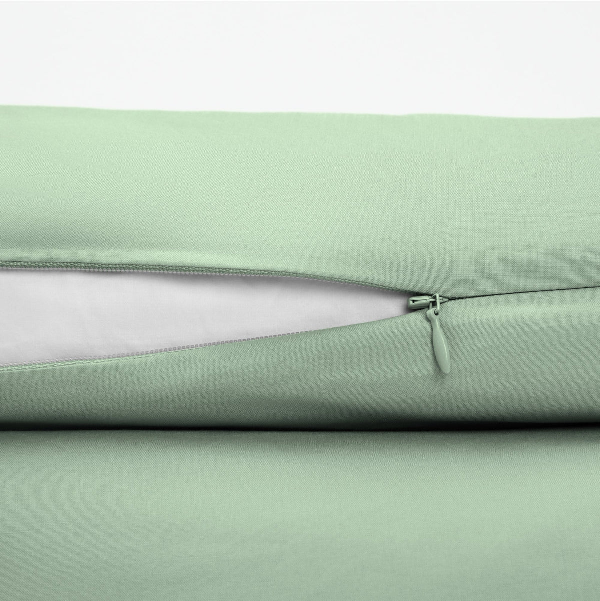 The Tuft and Needle Classic Percale Duvet Set, zipper closure on the side of the pillow || color: Sage
