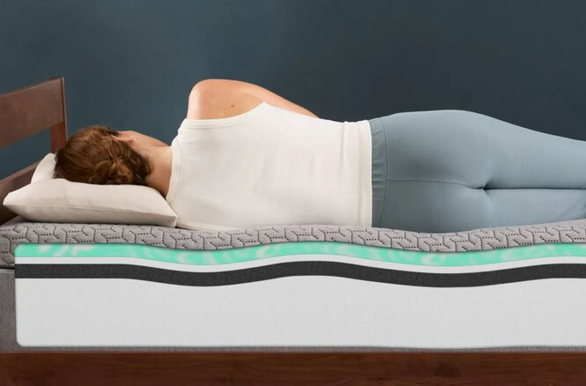 Woman asleep on a foam mattress 