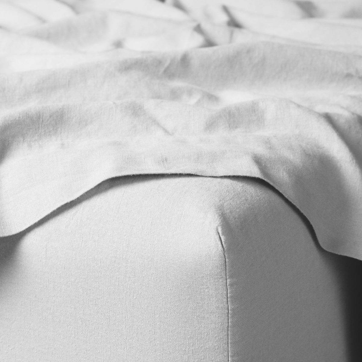 Up close image of cotton-linen sheets 