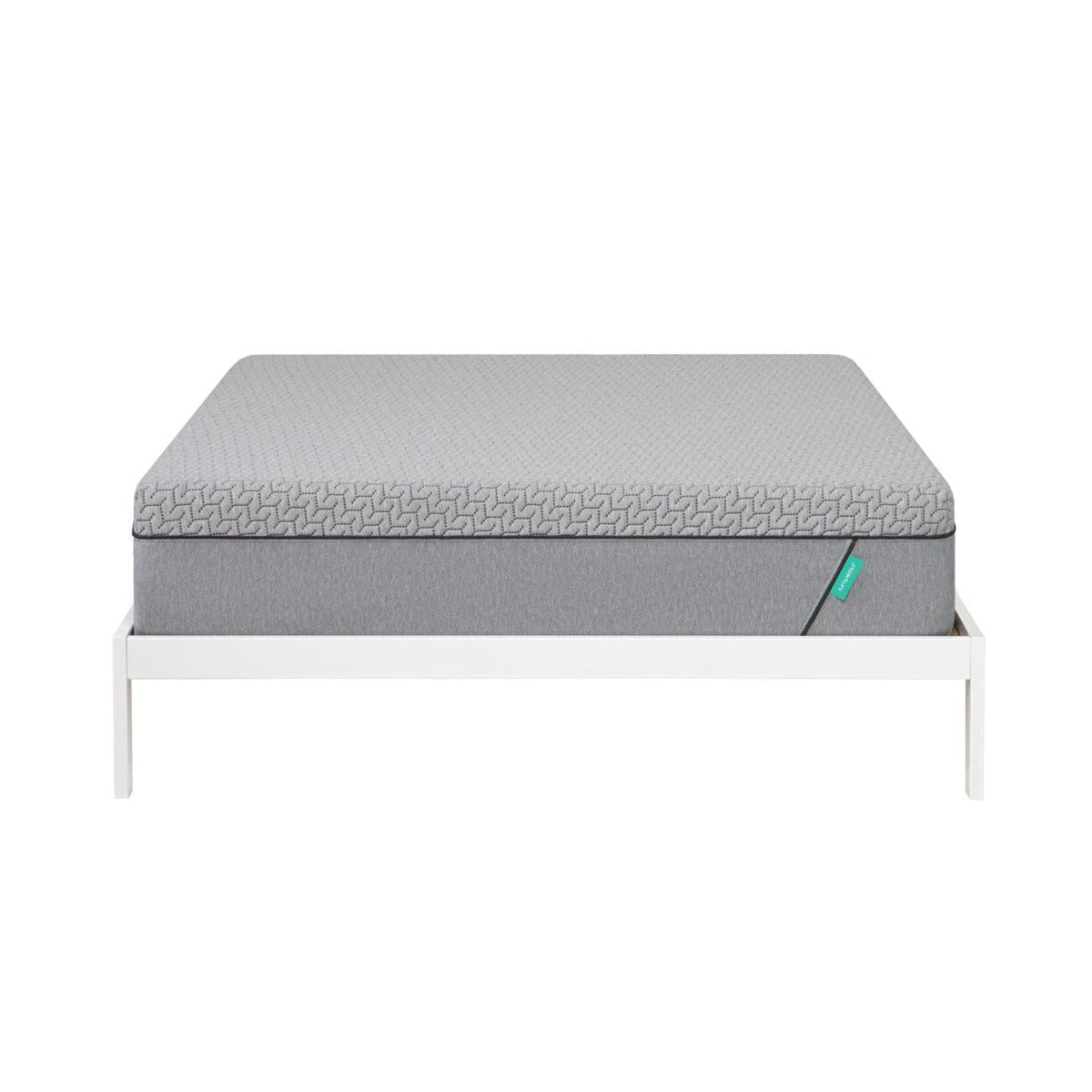 12 inch light grey T&N Mint foam mattress on a white bed frame