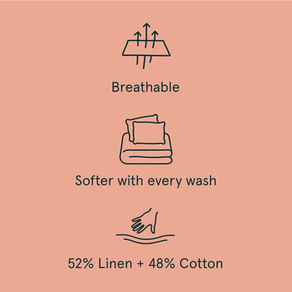The Tuft and Needle Linen-Cotton Blend Sheet Set, benefit details  || color: Muted Clay
