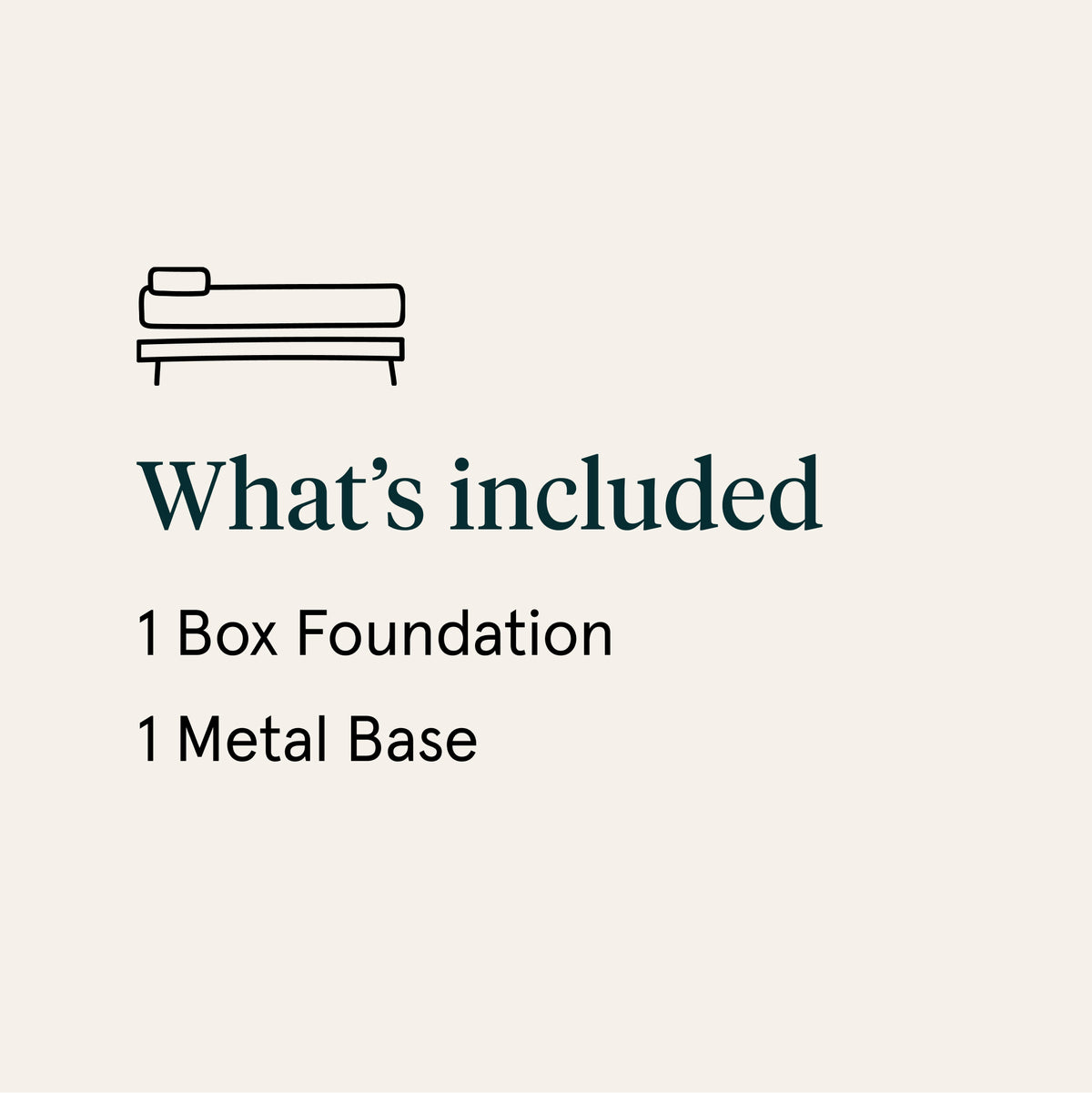 Listing of what's included items with a bed icon on a beige background